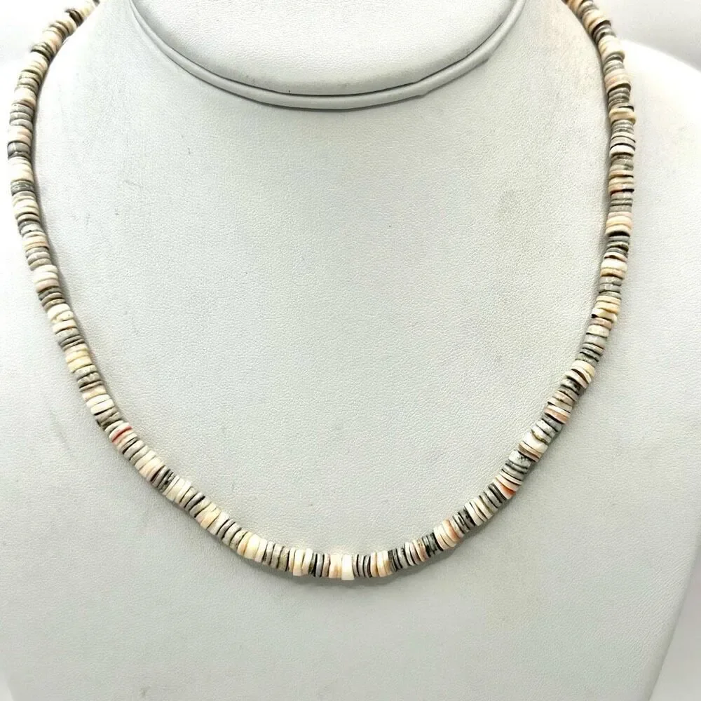 Natural Shell Heishi beaded necklace natural shell